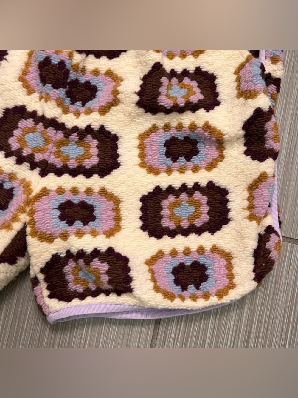 Fleece Crochet Print Shorts Cozy XS multicolor rare - Picture 2 of 8